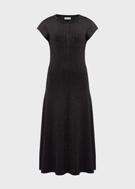 Reena Sparkle Ribbed Knitted Dress, Black Gold, hi-res