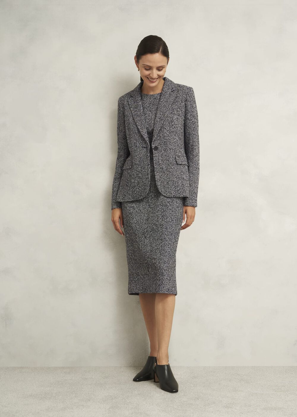 Marlyn Wool Jersey Dress, Black White, hi-res