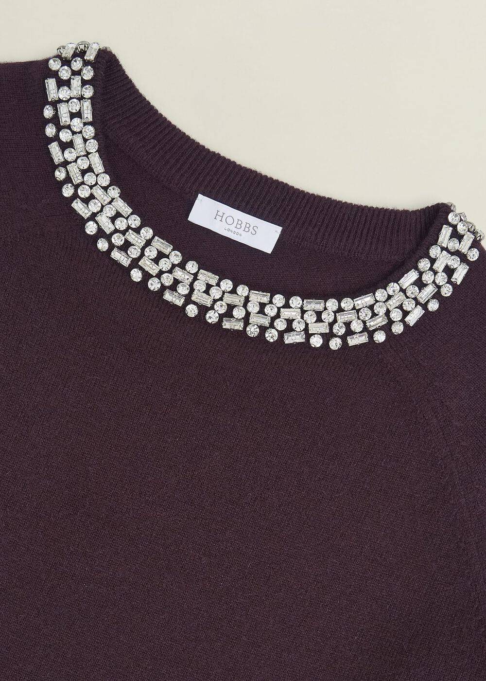 Sherry Wool Blend Gem Detail Sweater, Malbec Purple, hi-res