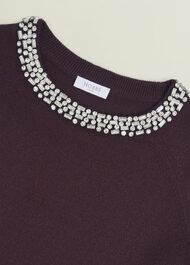 Sherry Wool Blend Gem Detail Sweater, Malbec Purple, hi-res