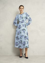 Claudine Embellished Floral Dress, Pale Blue Multi, hi-res