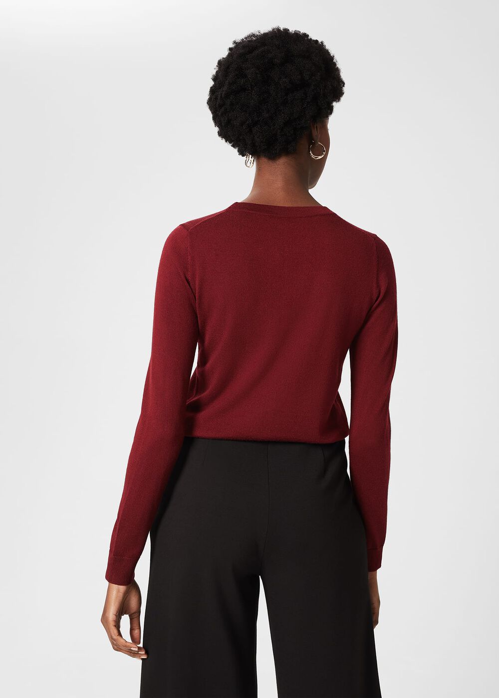 Penny Merino Wool Jumper, Burgundy, hi-res