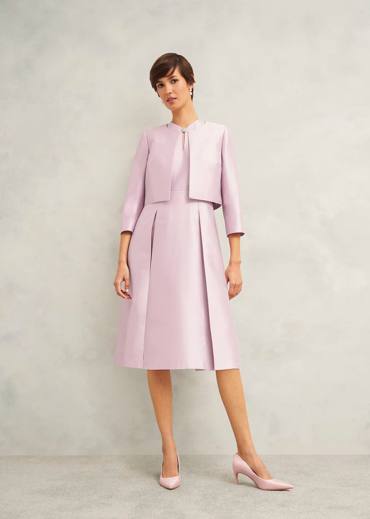 Rhea Wool Silk Jacket, Soft Petal Pink, hi-res