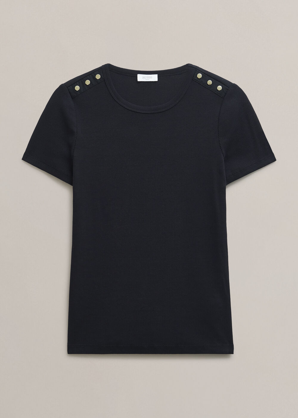 Eva Ribbed T-Shirt, Hobbs Navy, hi-res