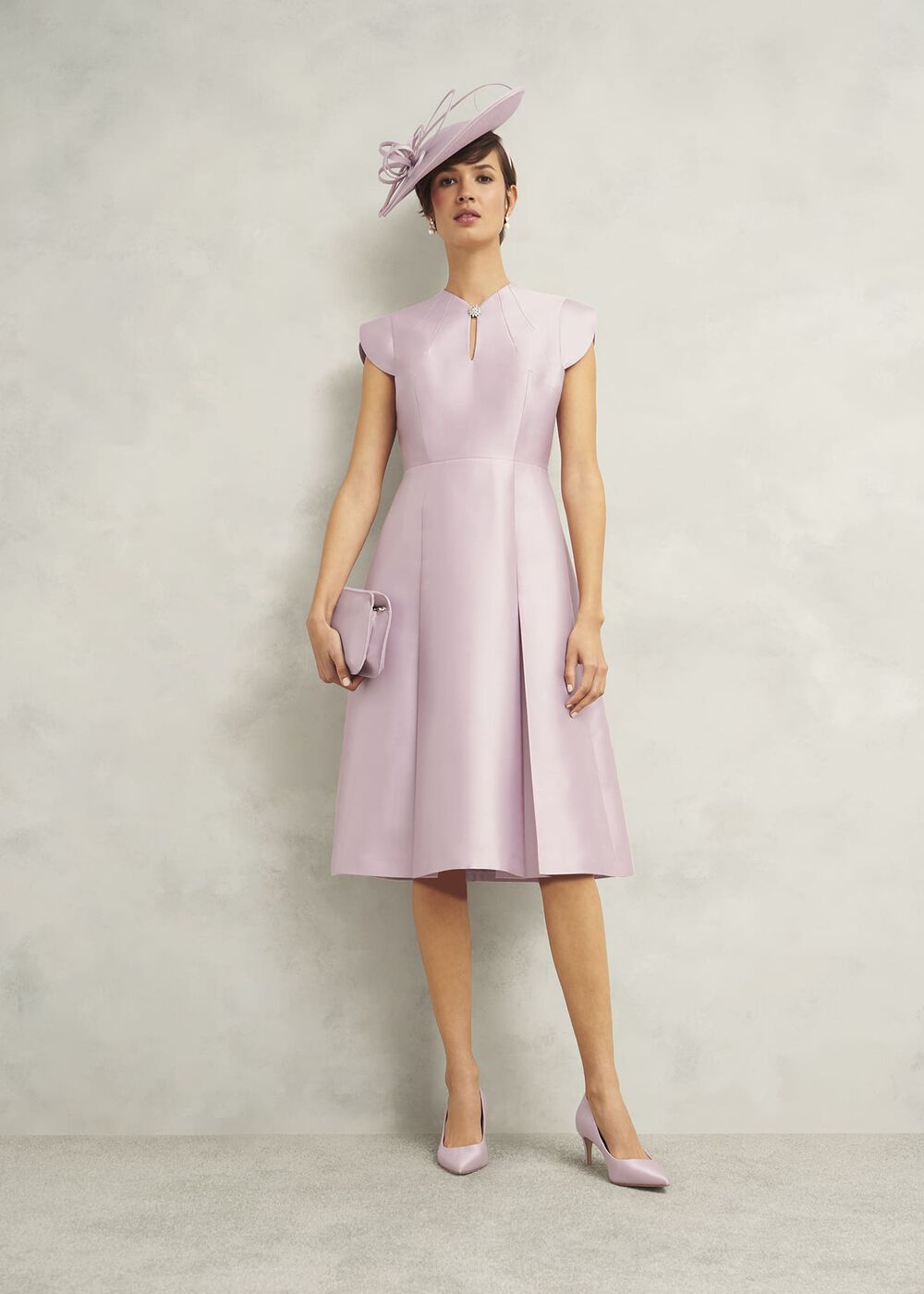 Rhea Wool Silk Dress, Soft Petal Pink, hi-res