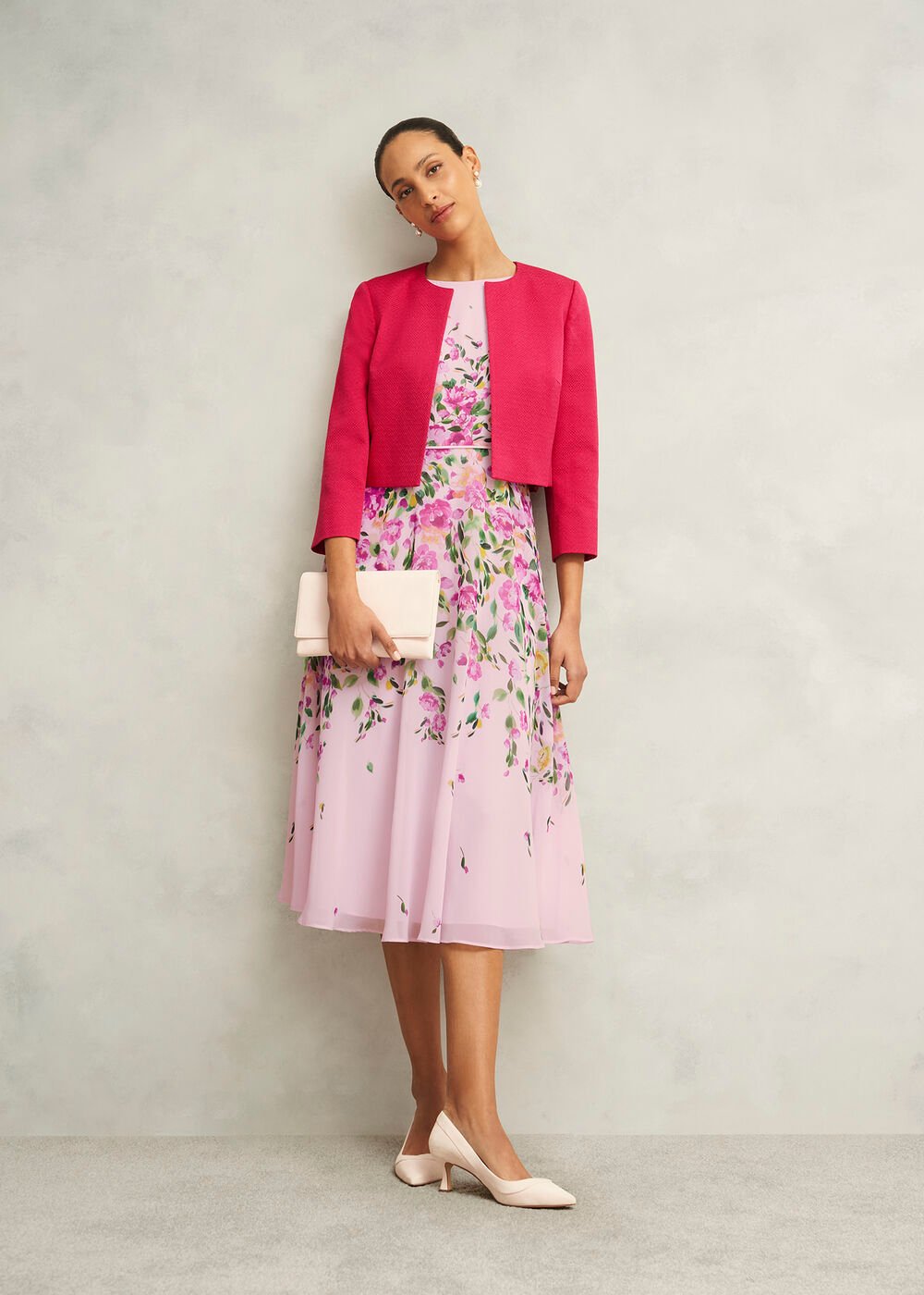 Petite Carly Dress, Pale Pink Multi, hi-res