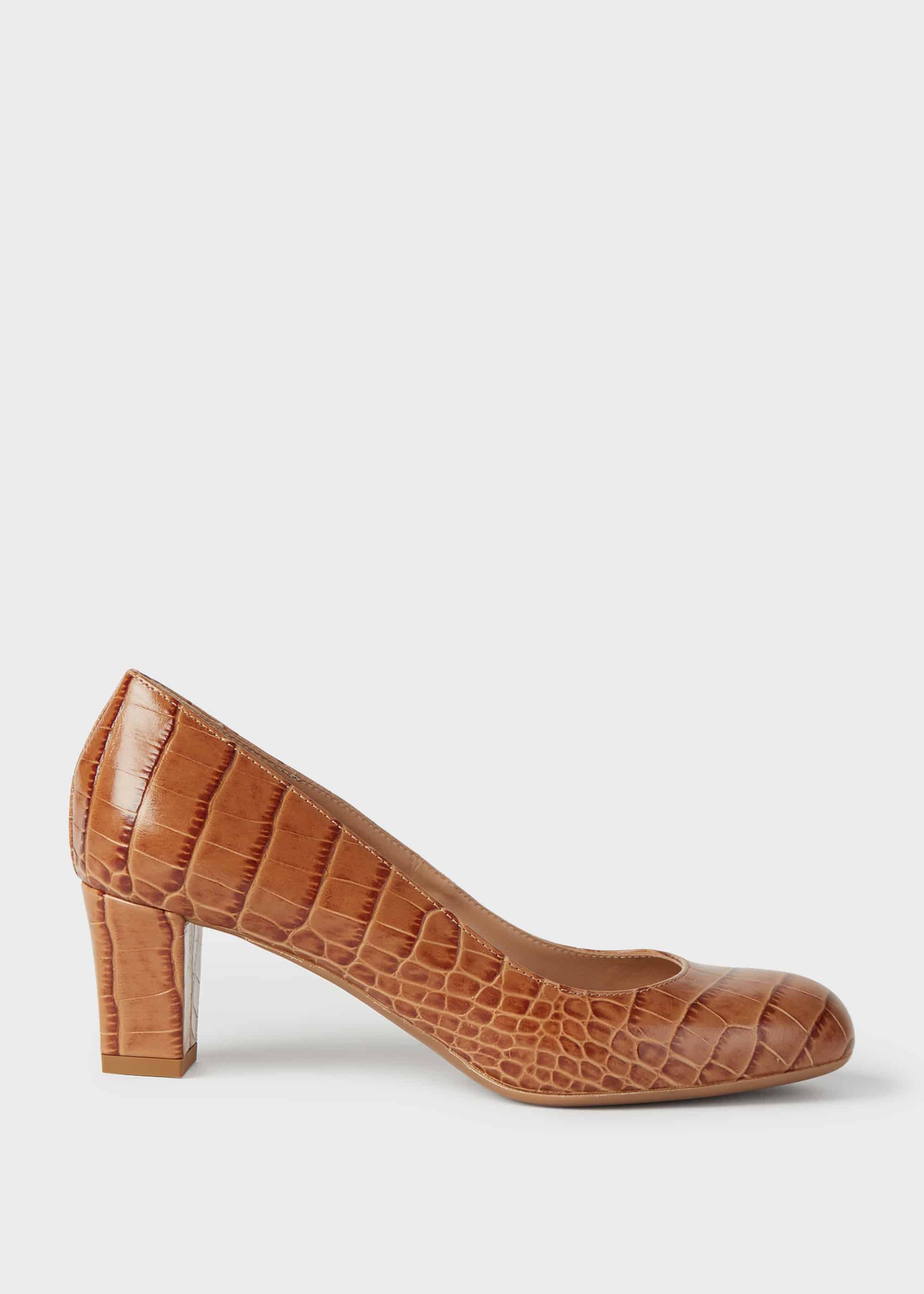 croc block heels