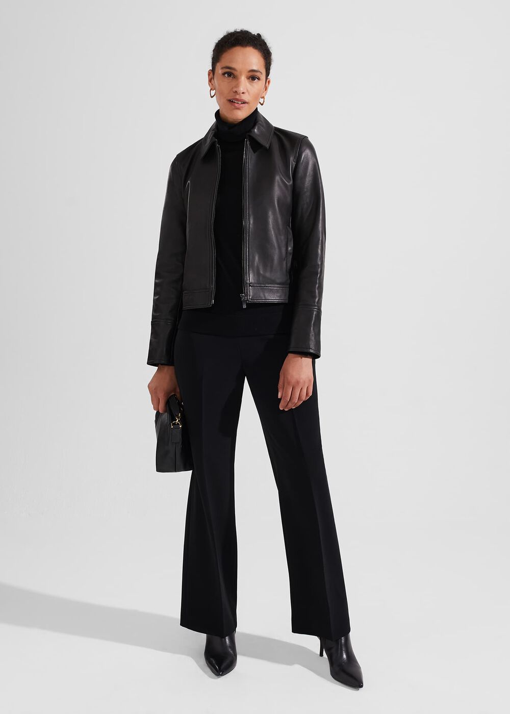 Frederica Leather Jacket, Black, hi-res