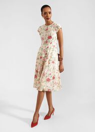 Petite Tia Embroidered Dress, Cream Multi, hi-res