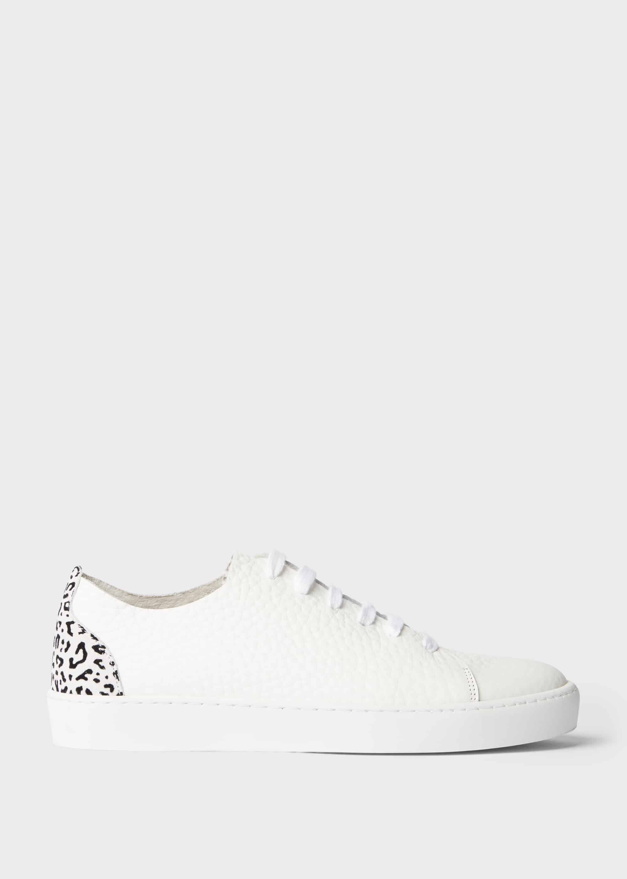 black and white leather trainers