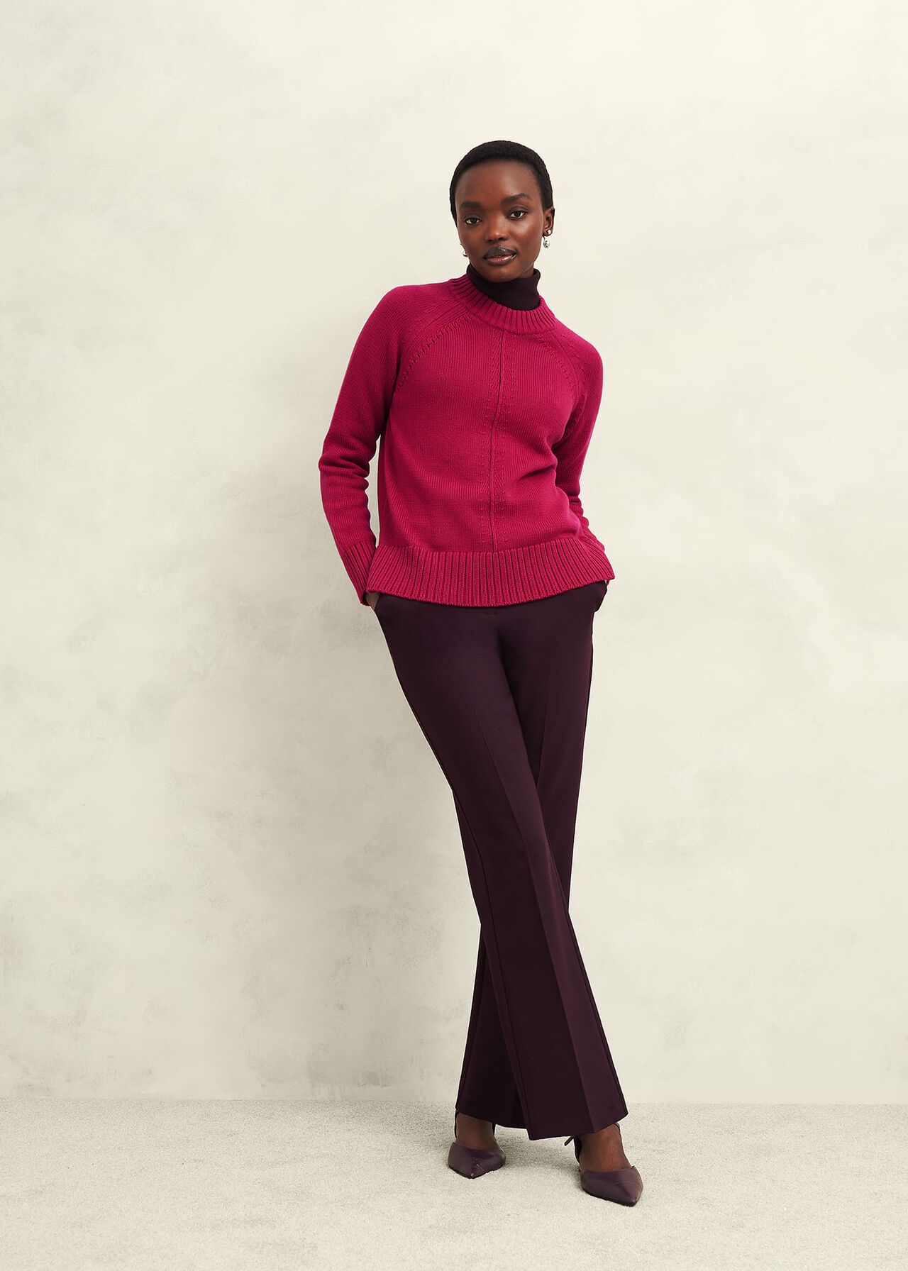 Deborah Cotton Jumper, Cranberry, hi-res