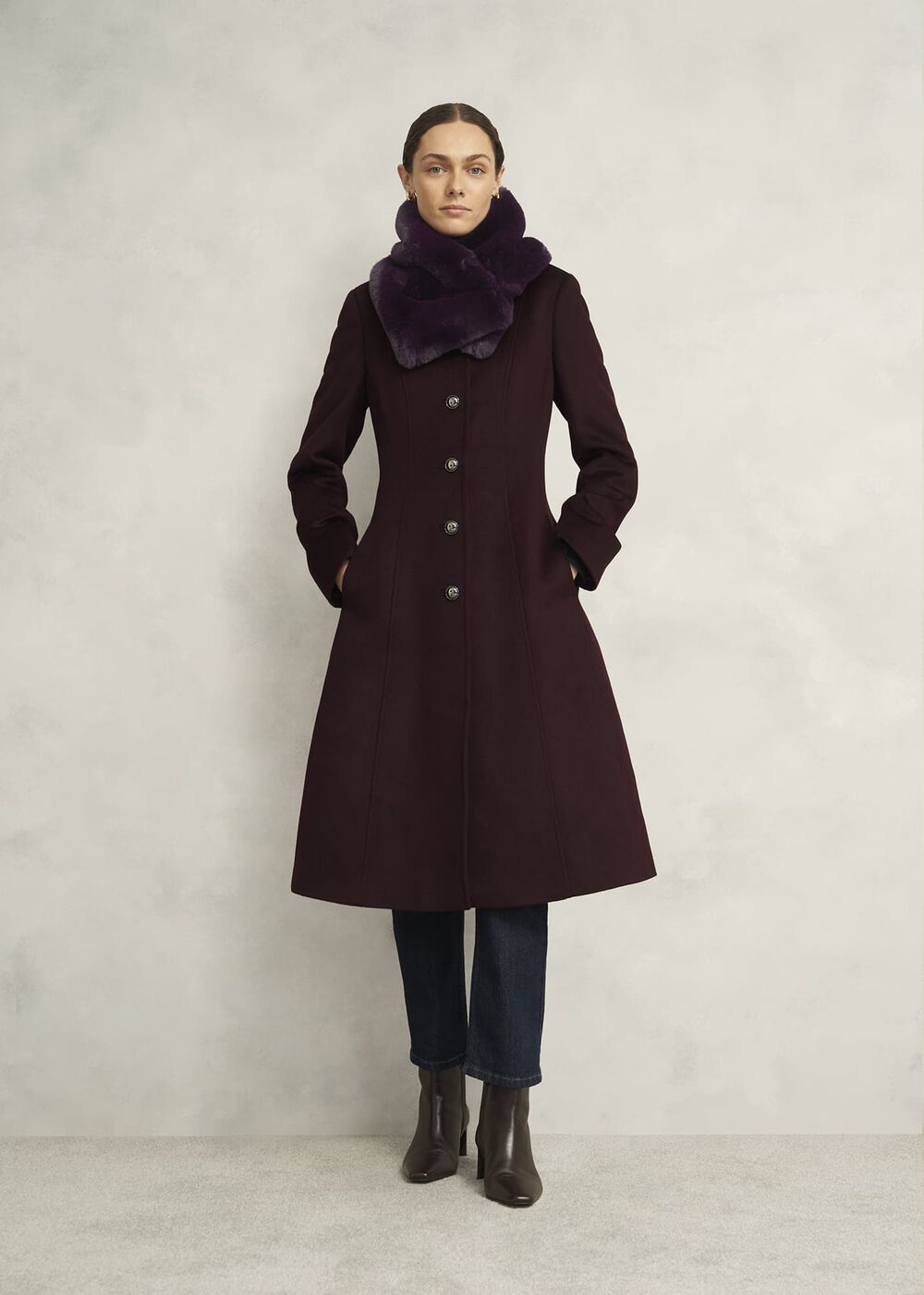 Christie Faux Fur Scarf, Malbec Purple, hi-res