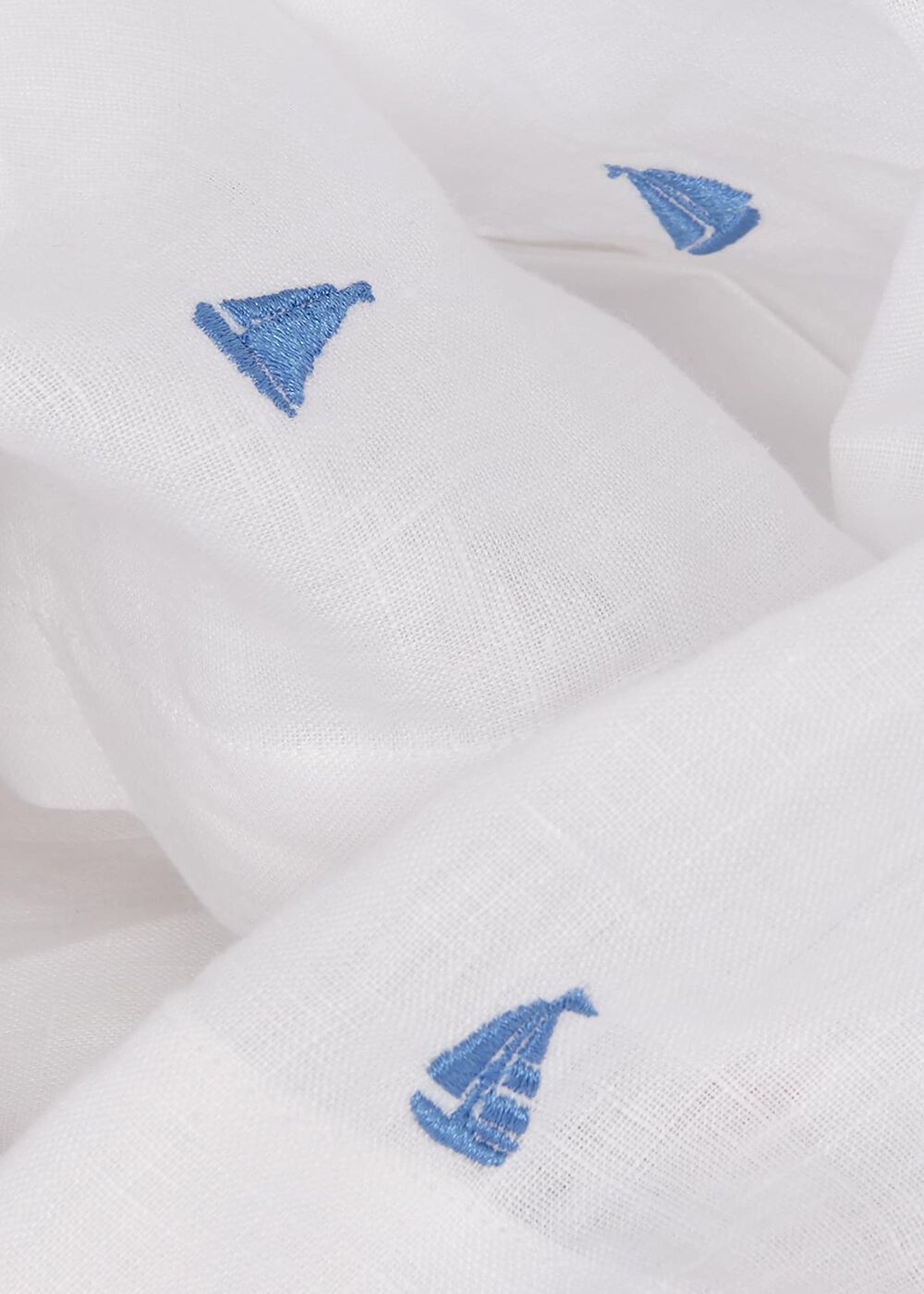 Embroidered Nita Linen Shirt, White Sky Blue, hi-res