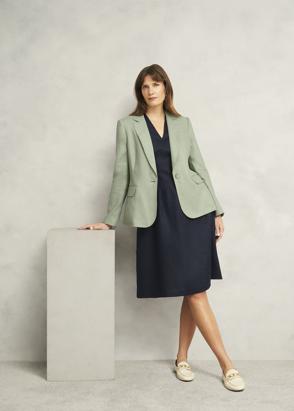 Petite Marietta Linen Jacket, Sage Green, hi-res