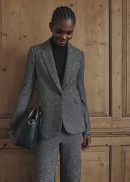 Marlyn Wool Jersey Jacket, Black White, hi-res