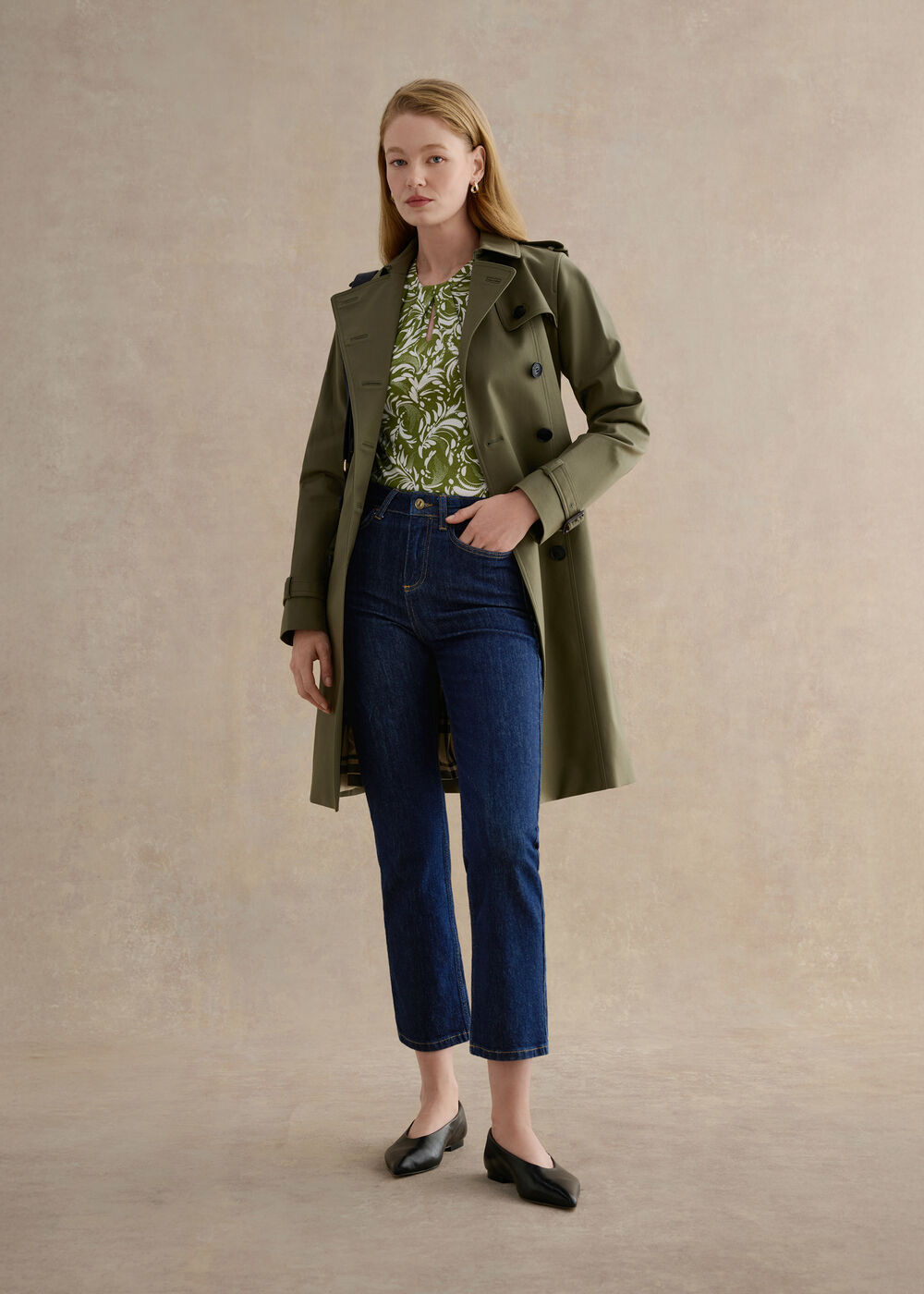 Julia Printed Top, Green Ivory, hi-res