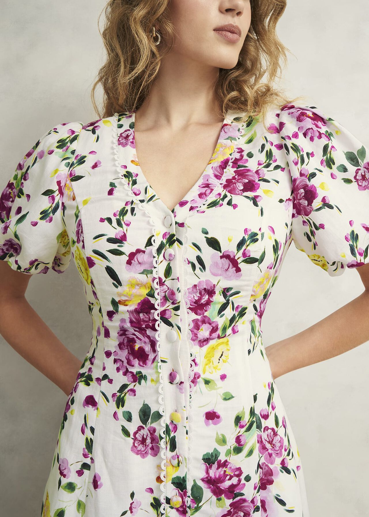 Petite Taylor Linen Dress, Ivory Multi, hi-res