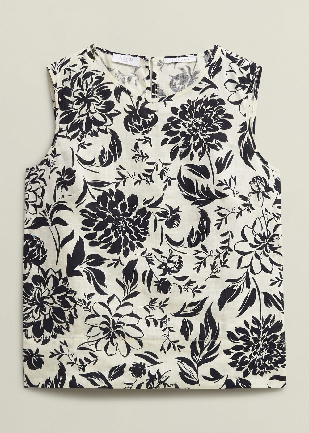 Maura Linen Top, Cream Navy, hi-res