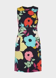 Allison Cotton Blend Floral Shift Dress, Navy Multi, hi-res