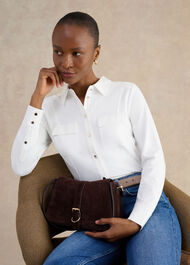 Rosana Seamed Shirt, Ivory, hi-res