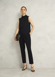 Black Clarice Roll Neck Sleeveless Top, Black, hi-res