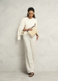 Groombridge Linen Wide Pants, Ivory Navy, hi-res