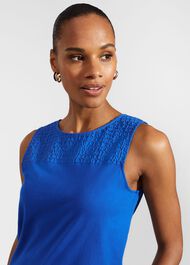 Paige Cotton Broderie Top, Atlantic Blue, hi-res