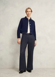 Petite Lynn Linen Trousers, Navy, hi-res