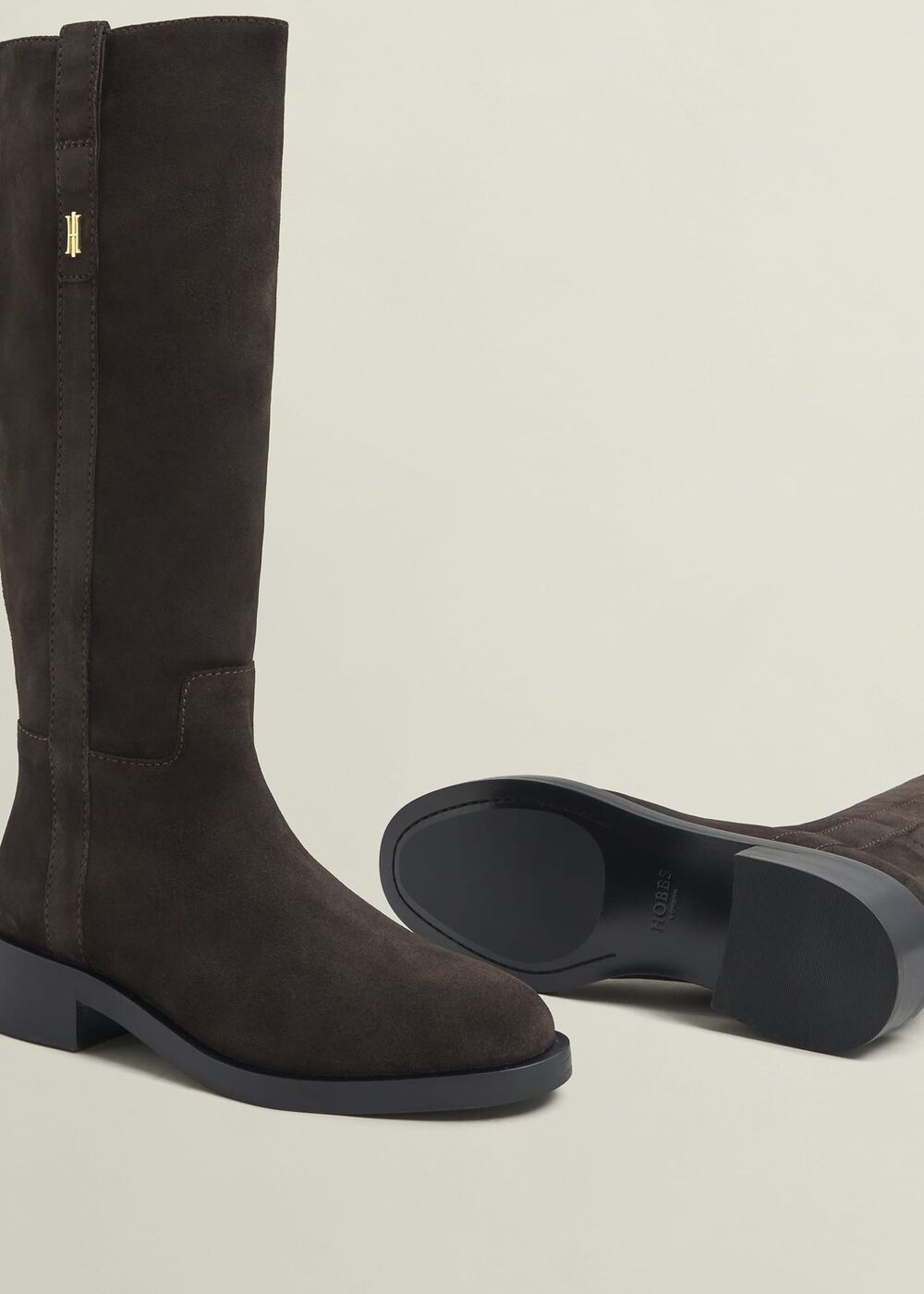 Brienna Suede Knee Boots, Chocolate Brown, hi-res