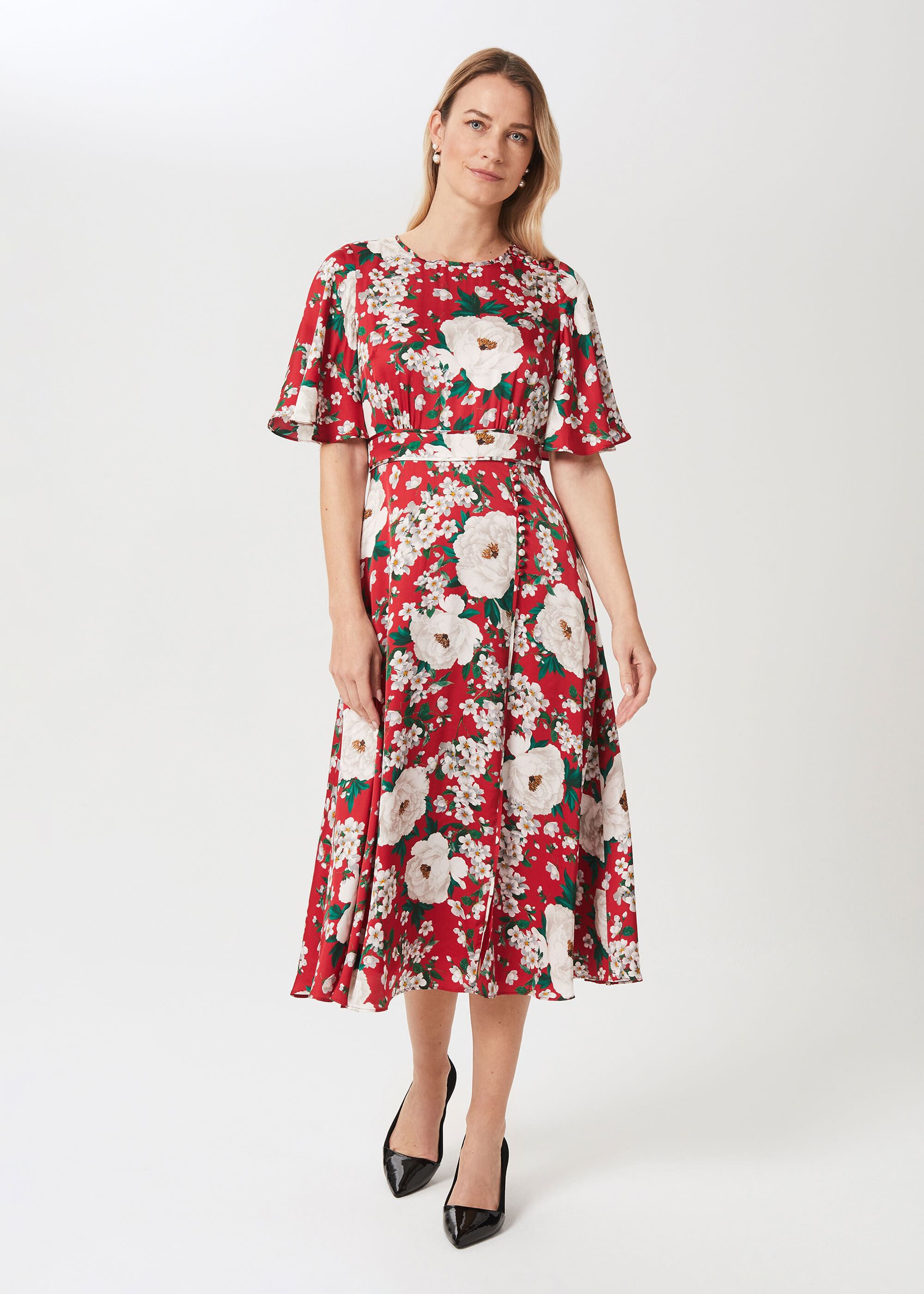 Bella Floral Print Satin Dress | Hobbs US |