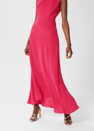 Rhianna Silk Dress, Bright Pink, hi-res