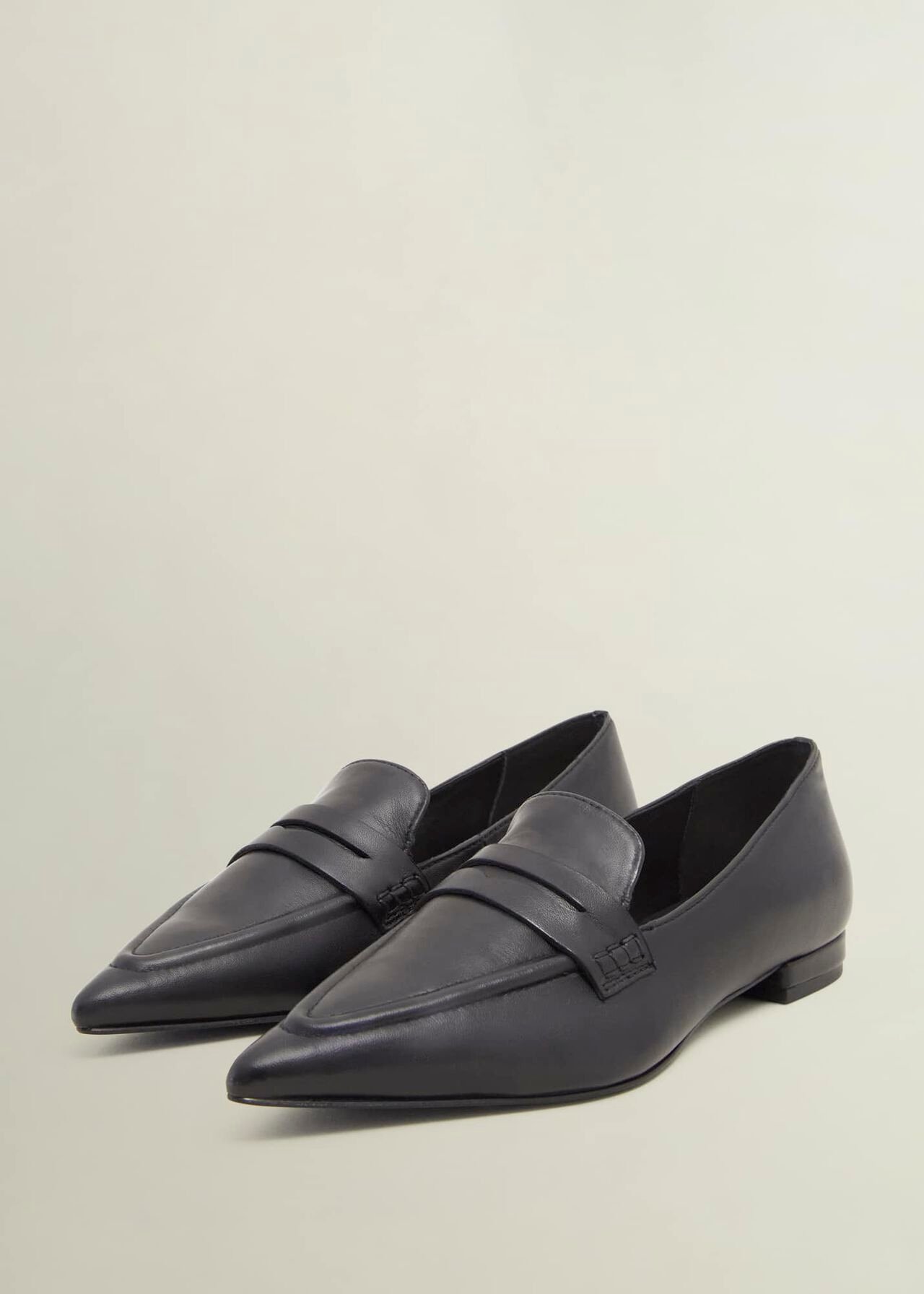 Alberta Leather Pointed Loafers, Black, hi-res