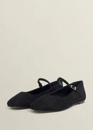 Suede Chrissy Mary Janes, Black, hi-res