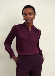 Jade Satin Blouse, Warm Plum, hi-res