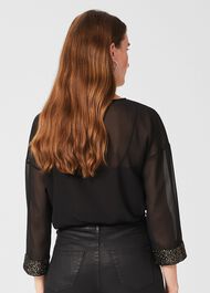 Alexandra Sequin Detail Top, Black, hi-res