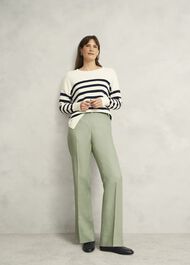 Petite Marietta Linen Straight Pants, Sage Green, hi-res