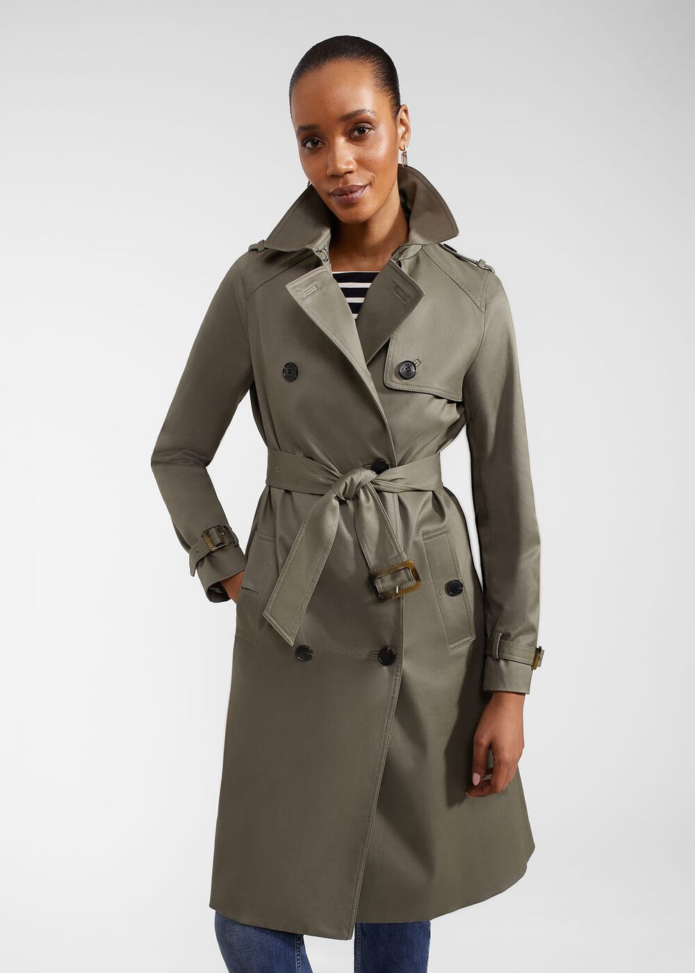 Lisa Trench Shower Resistant Trench Coat, Olive Green, hi-res