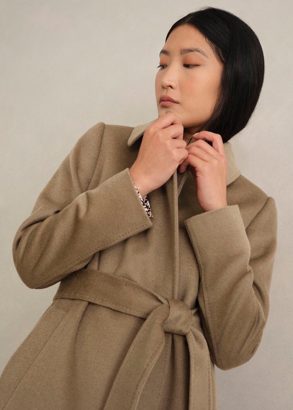 Livia Wool Wrap Coat, Neutral, hi-res