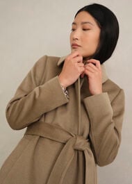 Livia Wool Wrap Coat, Neutral, hi-res