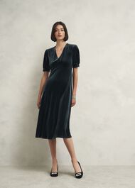 Petite Dormer Velvet Dress, Evergreen, hi-res