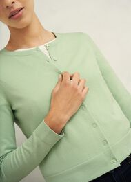 Michelle Cotton Cardigan, Soft Sage Green, hi-res