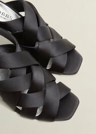 Velma Satin Sandals, Black, hi-res