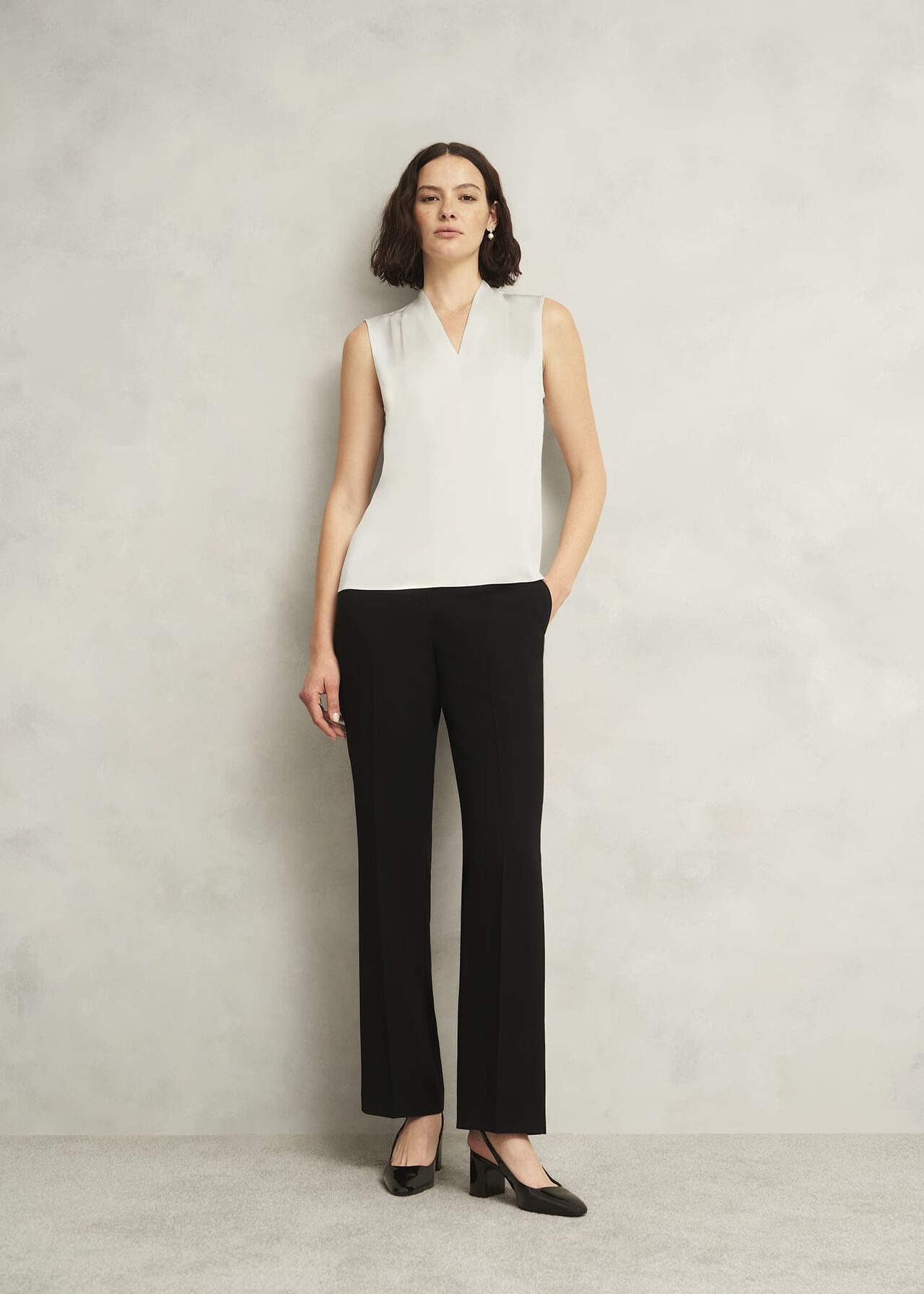 Ivory Nina Satin Blouse, Ivory, hi-res