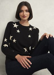 Samira Star Sweater With Cashemre , Black Ivory, hi-res