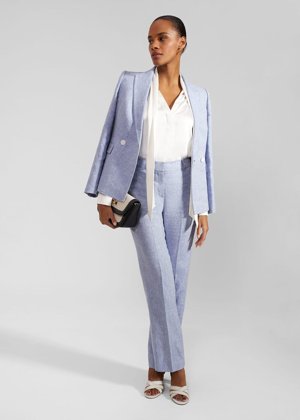 Adina Linen Jacket, Blue Ivory, hi-res