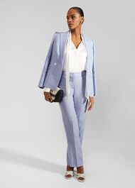 Adina Linen Jacket, Blue Ivory, hi-res
