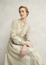 Frida Embroidered Dress, Beige, hi-res