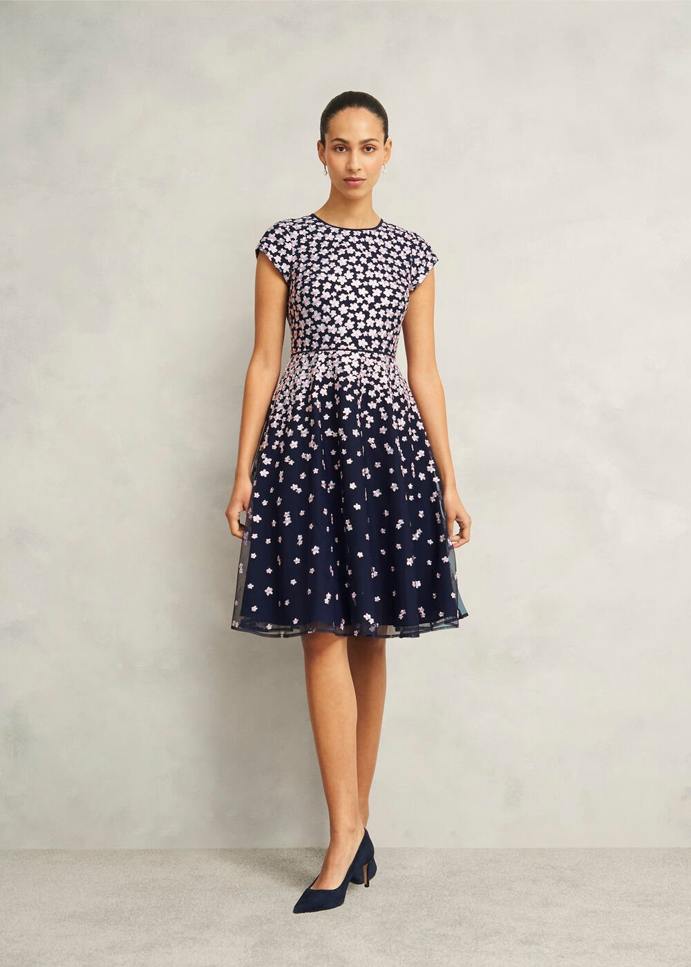 Petite Betty Embroidered Dress, Midnight Pink, hi-res