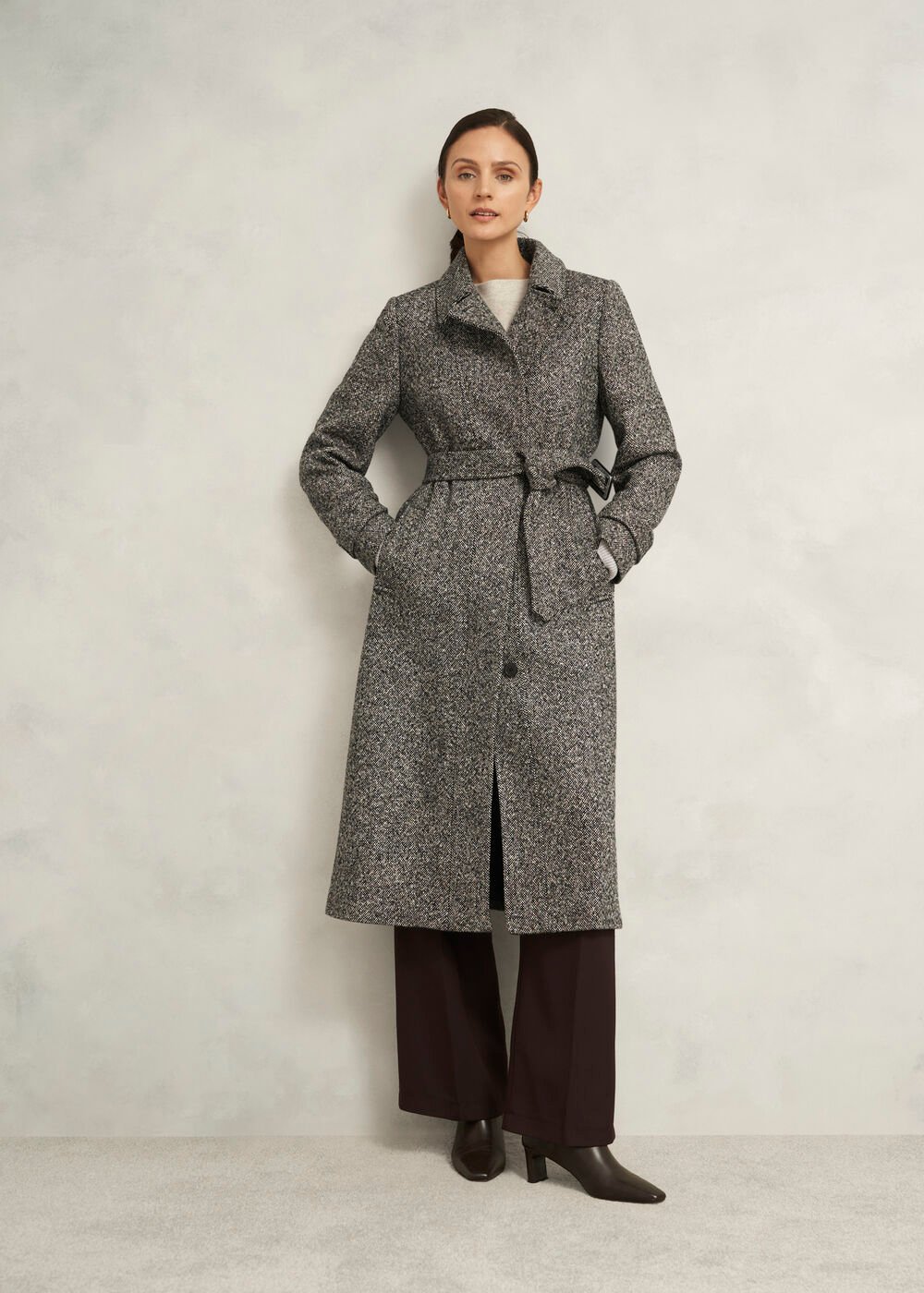 Petite Wendy Wool Blend Coat, Black Ivory, hi-res