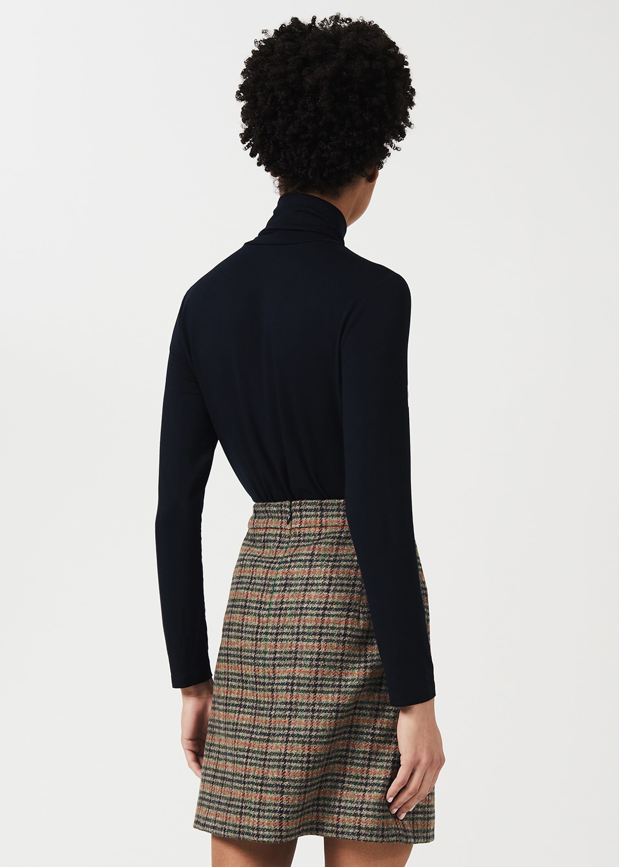 Genevieve Wool Check A Line Skirt |